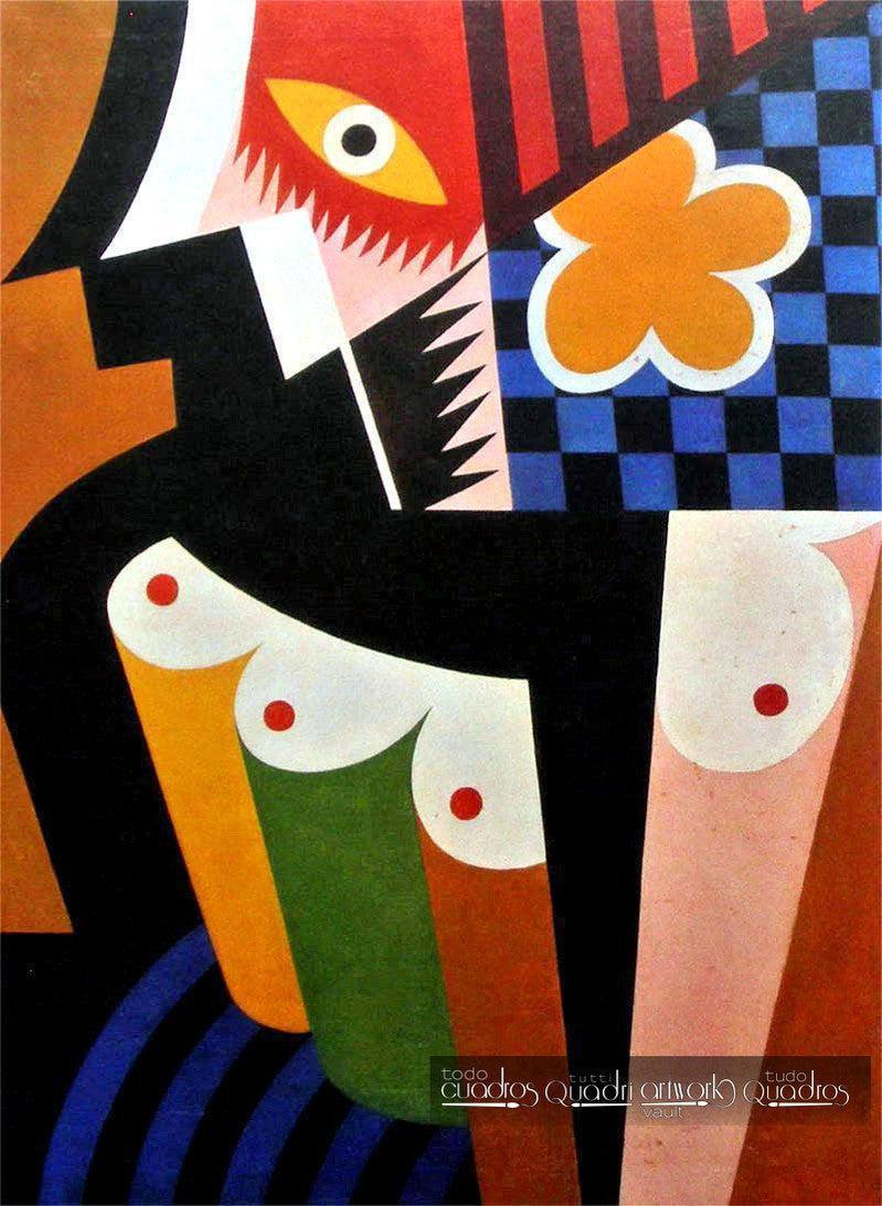Construction de femme avec fleur jaune, Depero