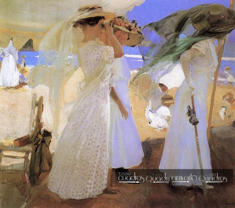 Sous l'auvent, sur la plage de Zarautz, Sorolla