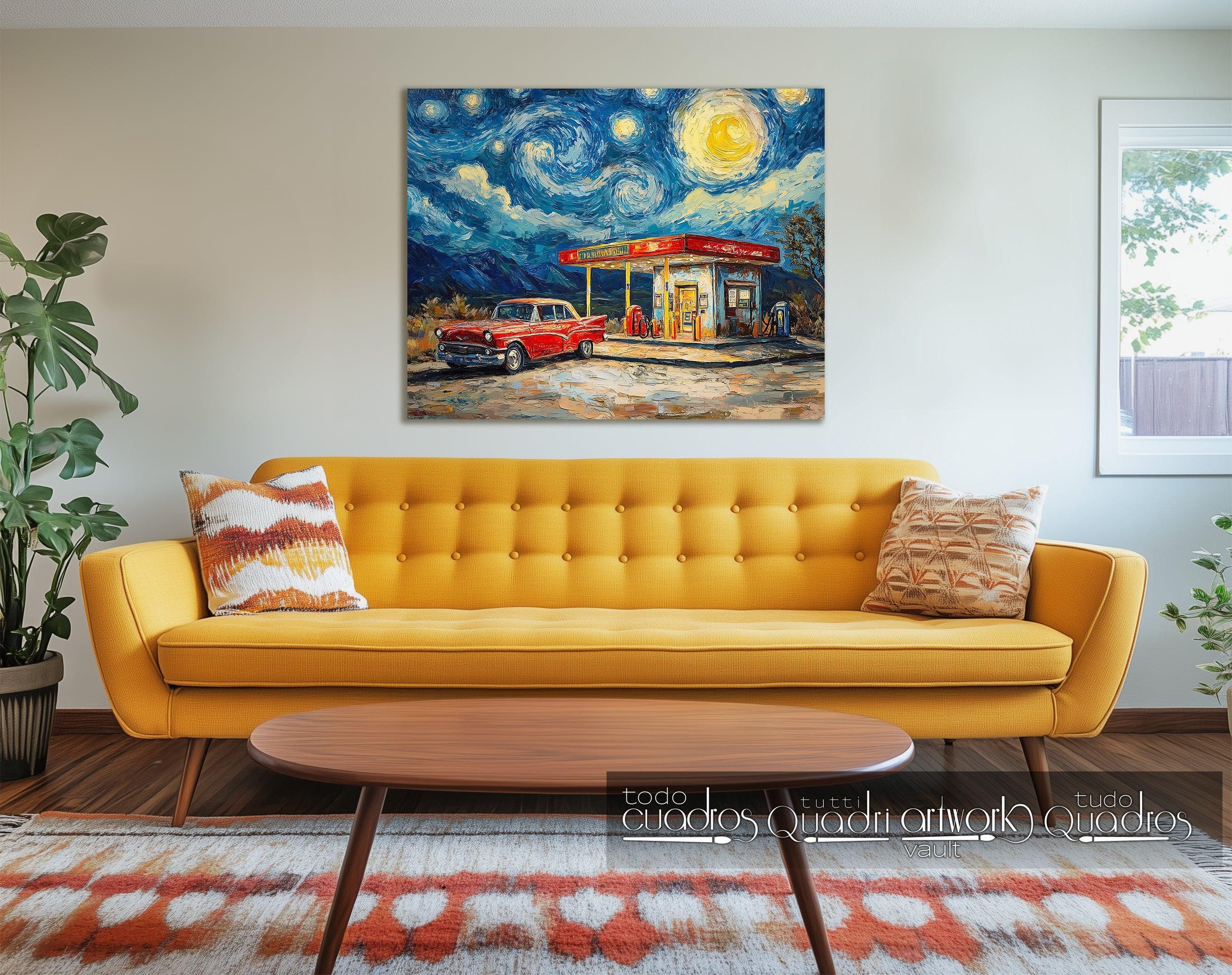 Arrêt nocturne, style Van Gogh moderne