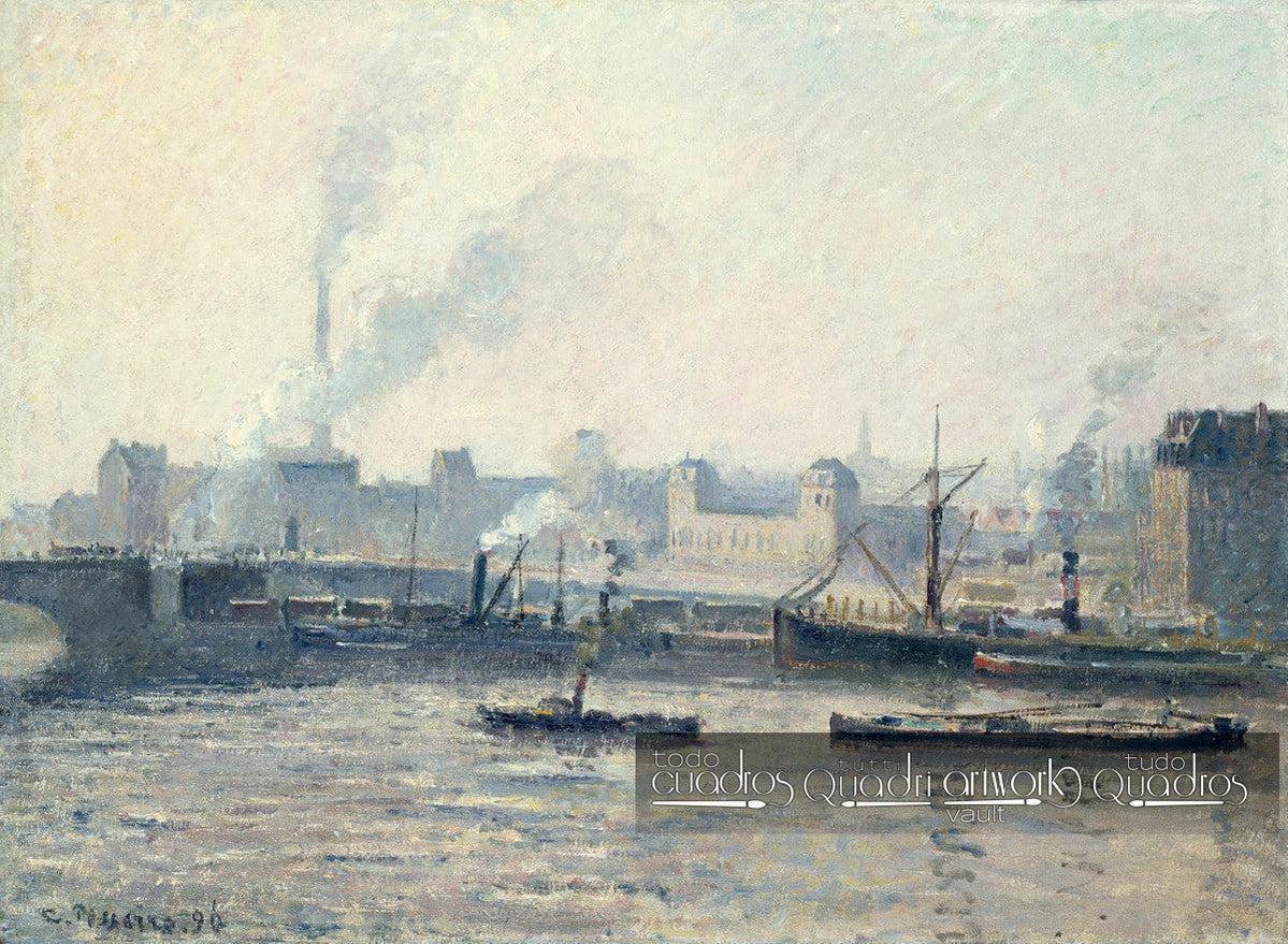 Le pont Saint Sever à Rouen, brouillard. Pissarro